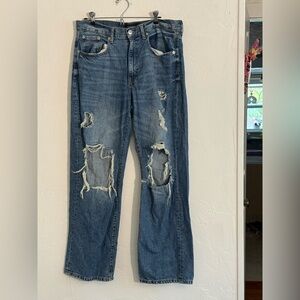 Aéropostale Low Rise Skater Jeans Ripped Distressed 10R Y2K Wide Leg Size 10